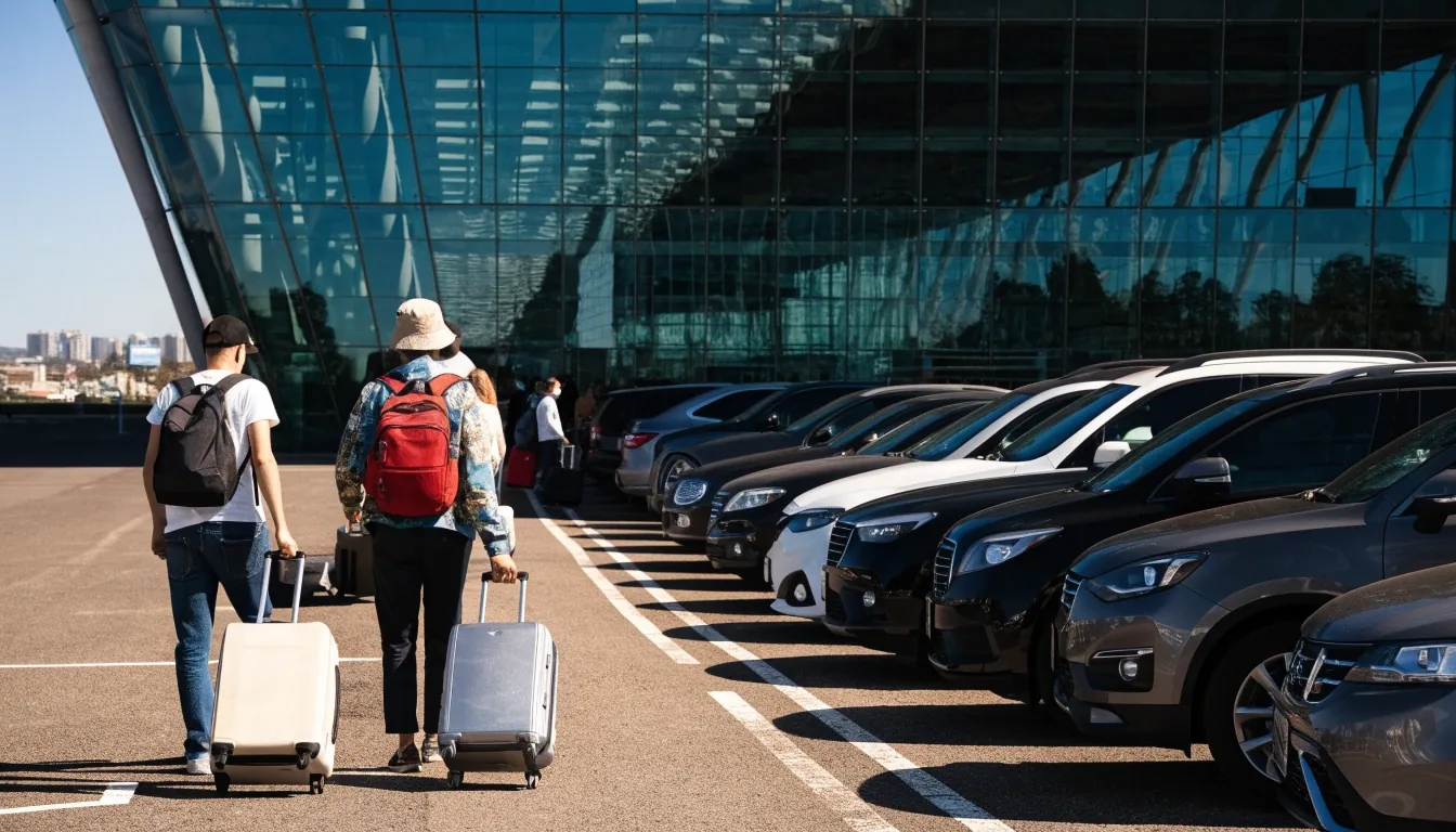 Car driving up a car park entrance ramp at Sydney Airport